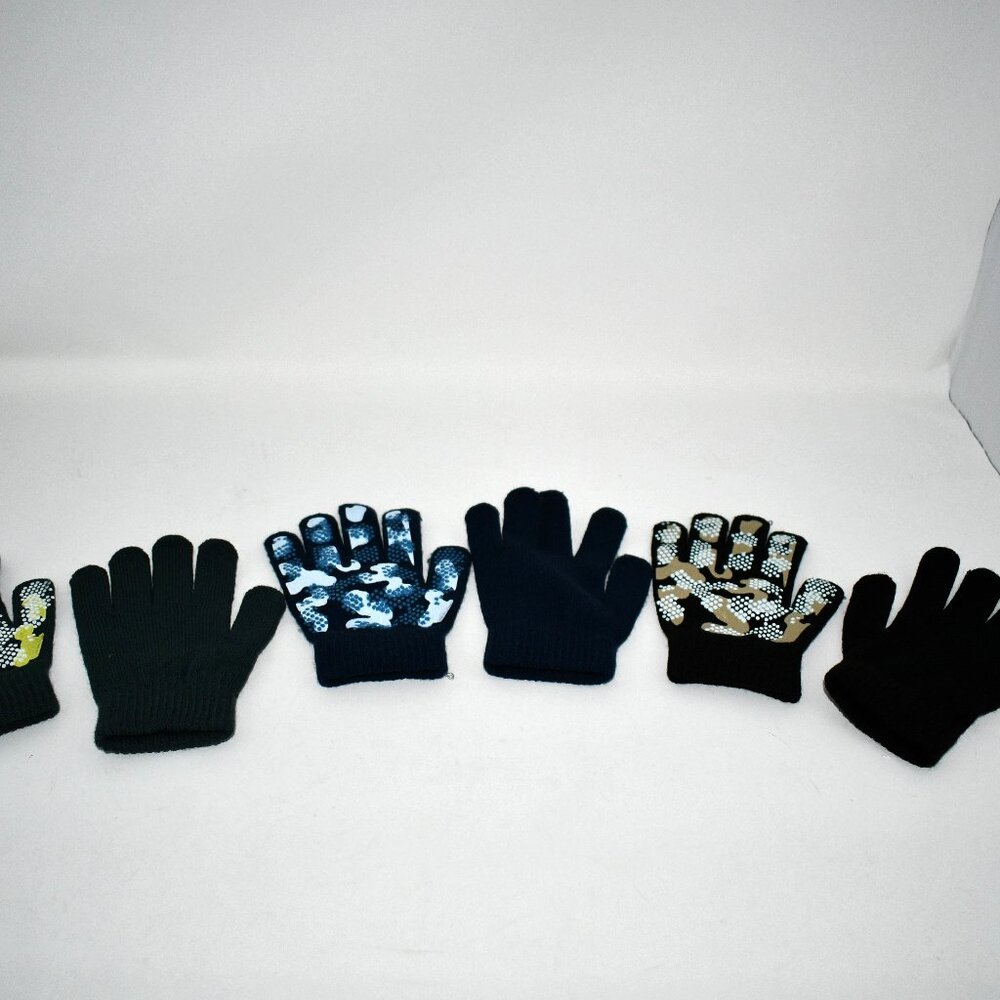 Evridwear Kids Winter Gloves, 3 Pairs Knit Warm Stretch Magic Gloves 4-14 Years,